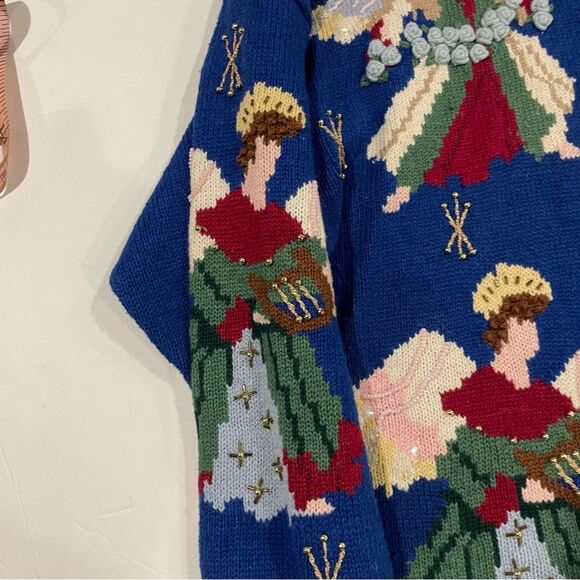 Vintage 90s-80s blue angels 💙 holiday ugly sweater contest winner 🏆 Christmas - Picture 3 of 10